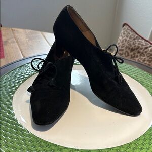 Manolo Blahnik Black Suede Loafers